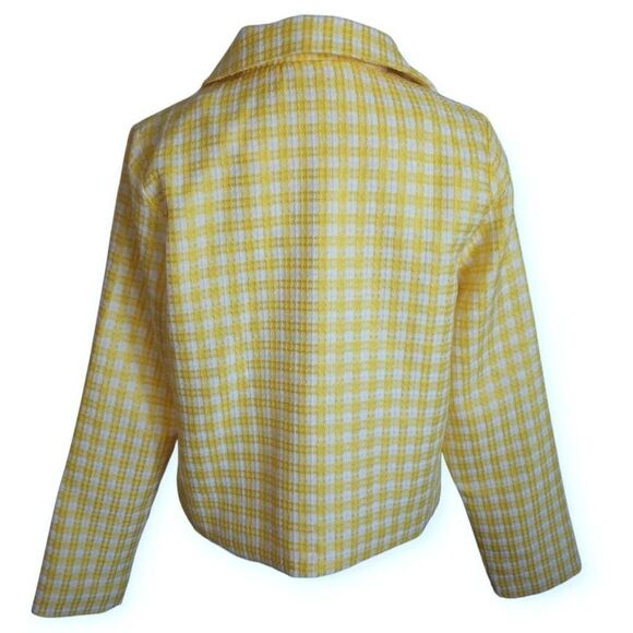 AURA RED DRESS YELLOW TWEED JACKET W/PEARL BUTTONS SZ.L NWOT. - Picture 8 of 10